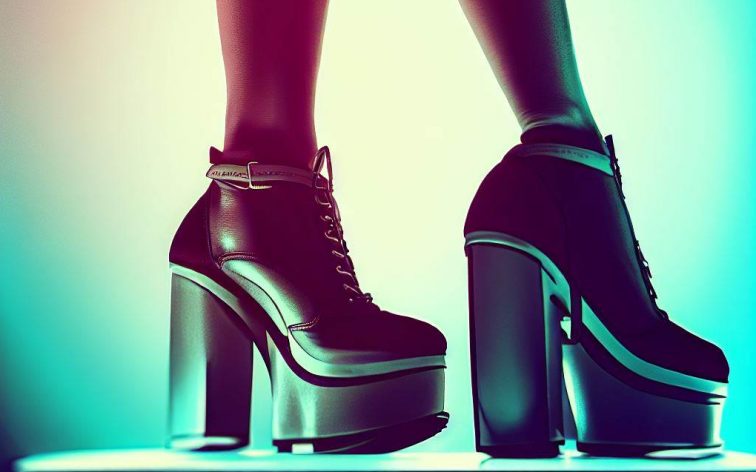 Detail ženských nohou ve vysokých platformových botách